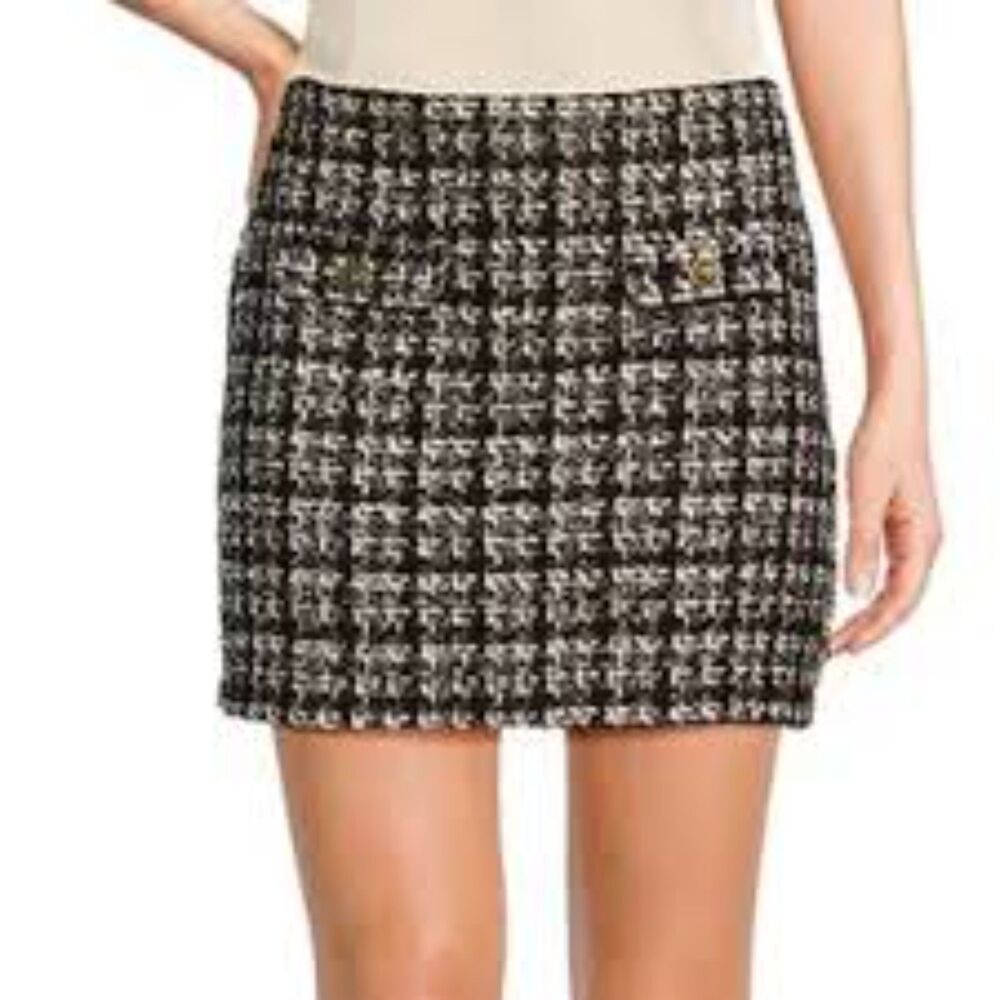 Blu Pepper Mid Rise Tweed Mini Skirt Pencil Medium M